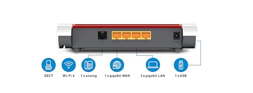 AVM FRITZ!Box 4050 Router Wi-Fi 6 (bis 3.000 Mbit/s, Dualband, Mesh, DECT, VoIP, USB, VPN, 1x WAN, 3x LAN) – für ONT/Glasfaser-Modem