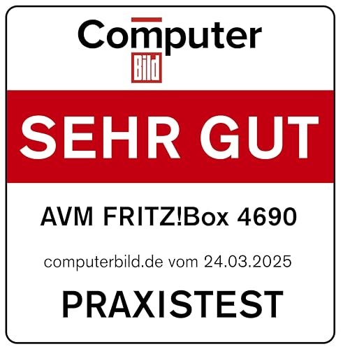 FRITZ Box 4690 Wi-Fi 7 Router – 10-Gigabit WAN/LAN, 3x 2,5-Gigabit LAN, DECT-Basis, WLAN Mesh, Glasfaser kompatibel, weiß/rot