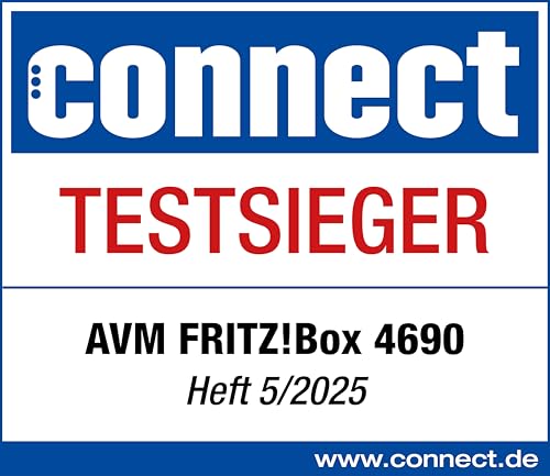 FRITZ Box 4690 Wi-Fi 7 Router – 10-Gigabit WAN/LAN, 3x 2,5-Gigabit LAN, DECT-Basis, WLAN Mesh, Glasfaser kompatibel, weiß/rot