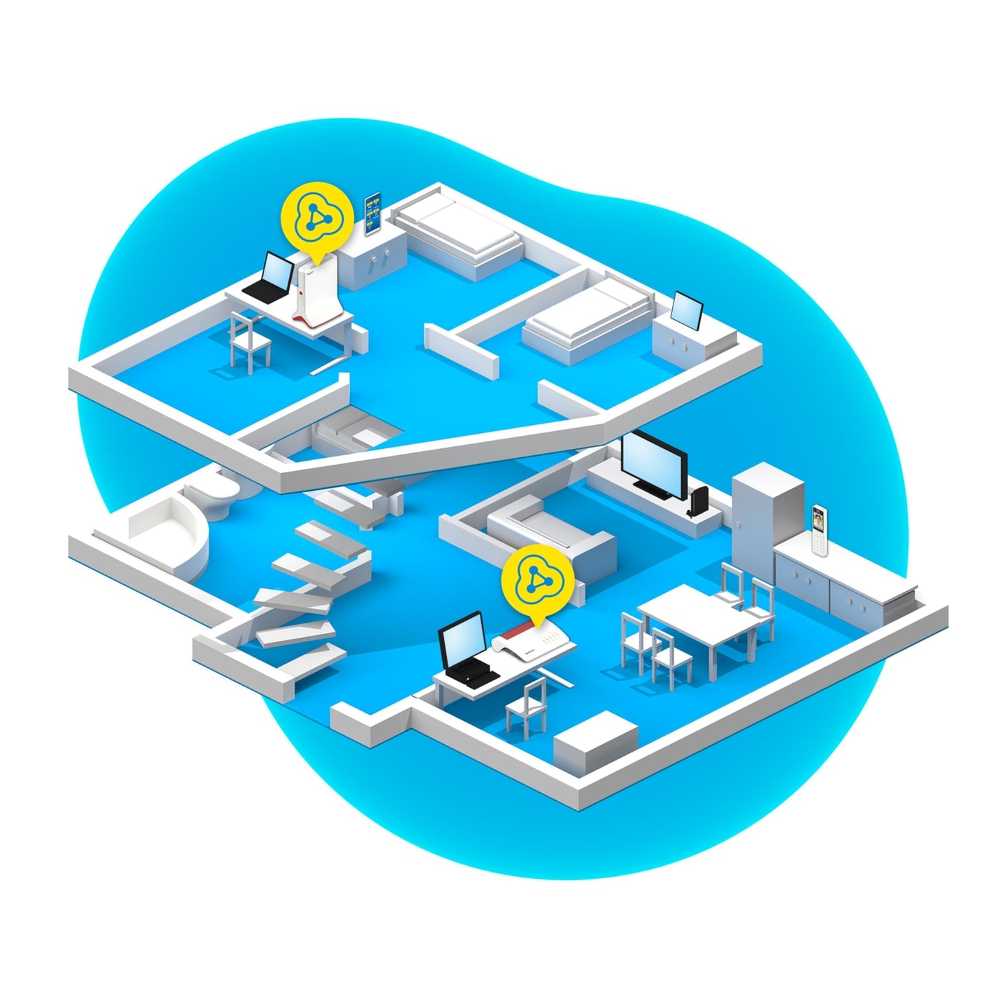 AVM FRITZ!Repeater 6000 Wi-Fi 6 Triband Repeater (2x 5 GHz bis 2.400 MBit/s + 2,4 GHz bis 1.200 MBit/s, 2,5G LAN, deutschsprachig)