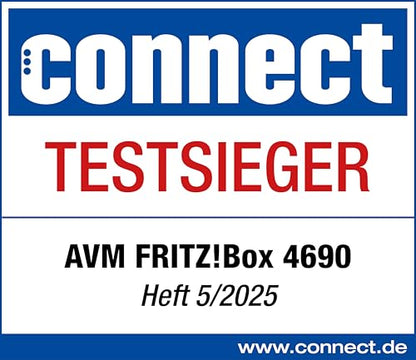 FRITZ Box 4690 Wi-Fi 7 Router – 10-Gigabit WAN/LAN, 3x 2,5-Gigabit LAN, DECT-Basis, WLAN Mesh, Glasfaser kompatibel, weiß/rot