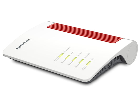 FRITZ Box 4690 Wi-Fi 7 Router – 10-Gigabit WAN/LAN, 3x 2,5-Gigabit LAN, DECT-Basis, WLAN Mesh, Glasfaser kompatibel, weiß/rot