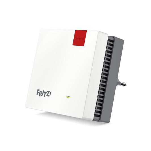 FRITZ!Repeater 1200 AX – Wi-Fi 6 Dualband Repeater (2.400 MBit/s bei 5 GHz + 600 MBit/s bei 2,4 GHz), Mesh-fähig, deutschsprachige Version